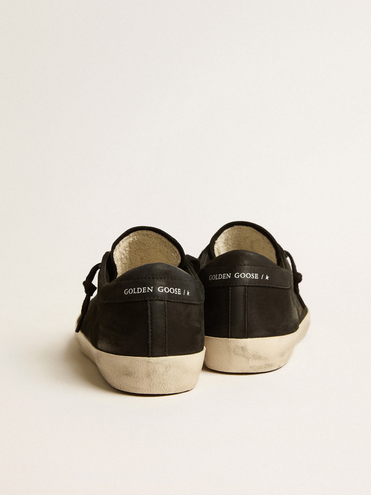 Golden Goose - Super-Star in black nubuck with perforated star and black nubuck heel tab in 
