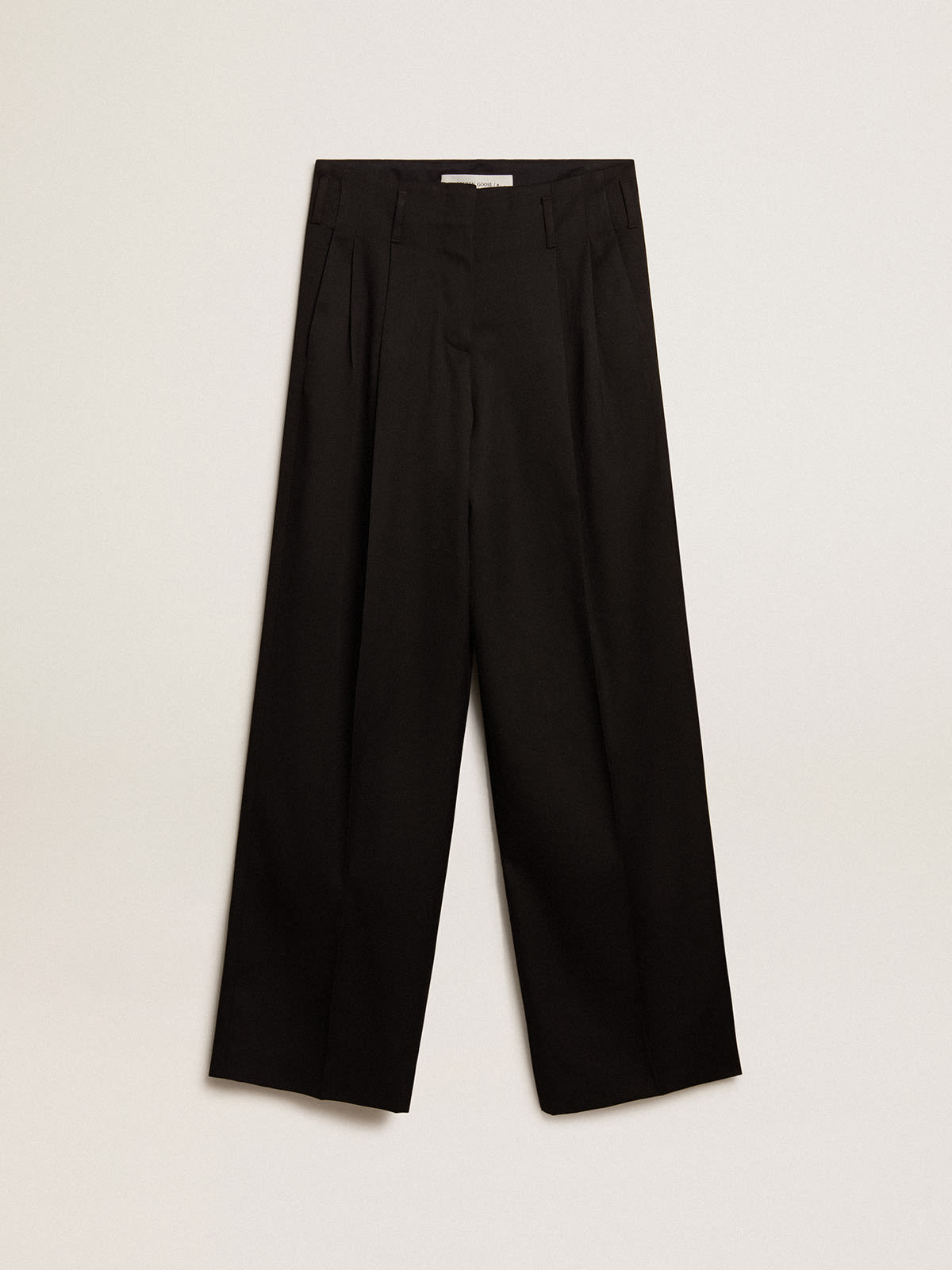 Flared Pants Black Cotton Gabardine