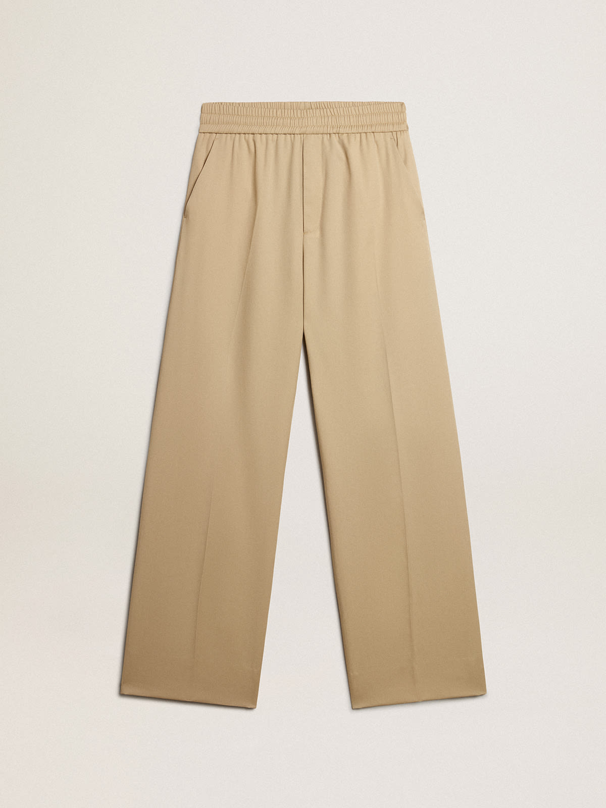 Men's wool gabardine pants in sand