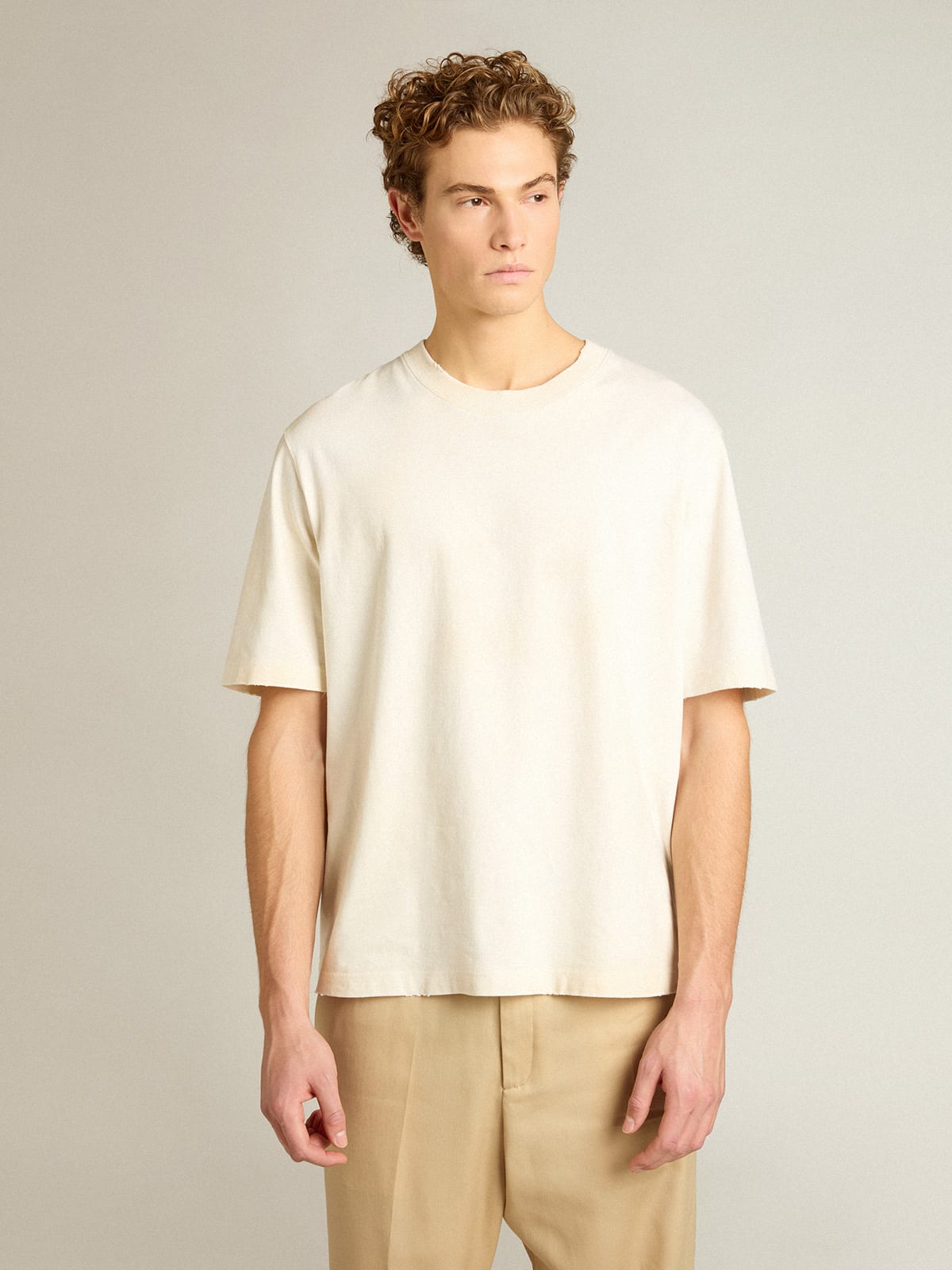 Golden pant 2024 white shirt