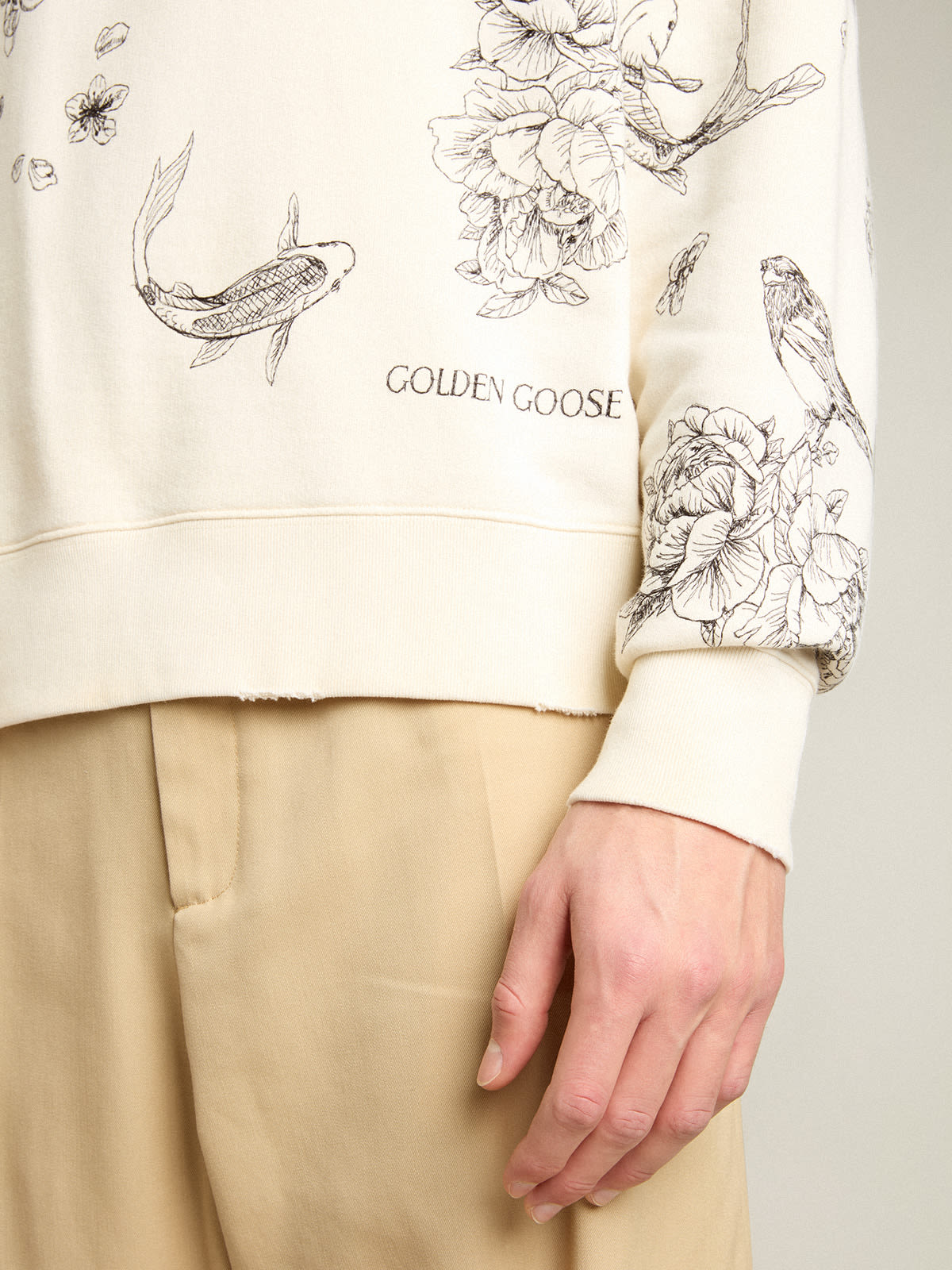 Golden Goose - Felpa CNY color bianco vissuto  in 