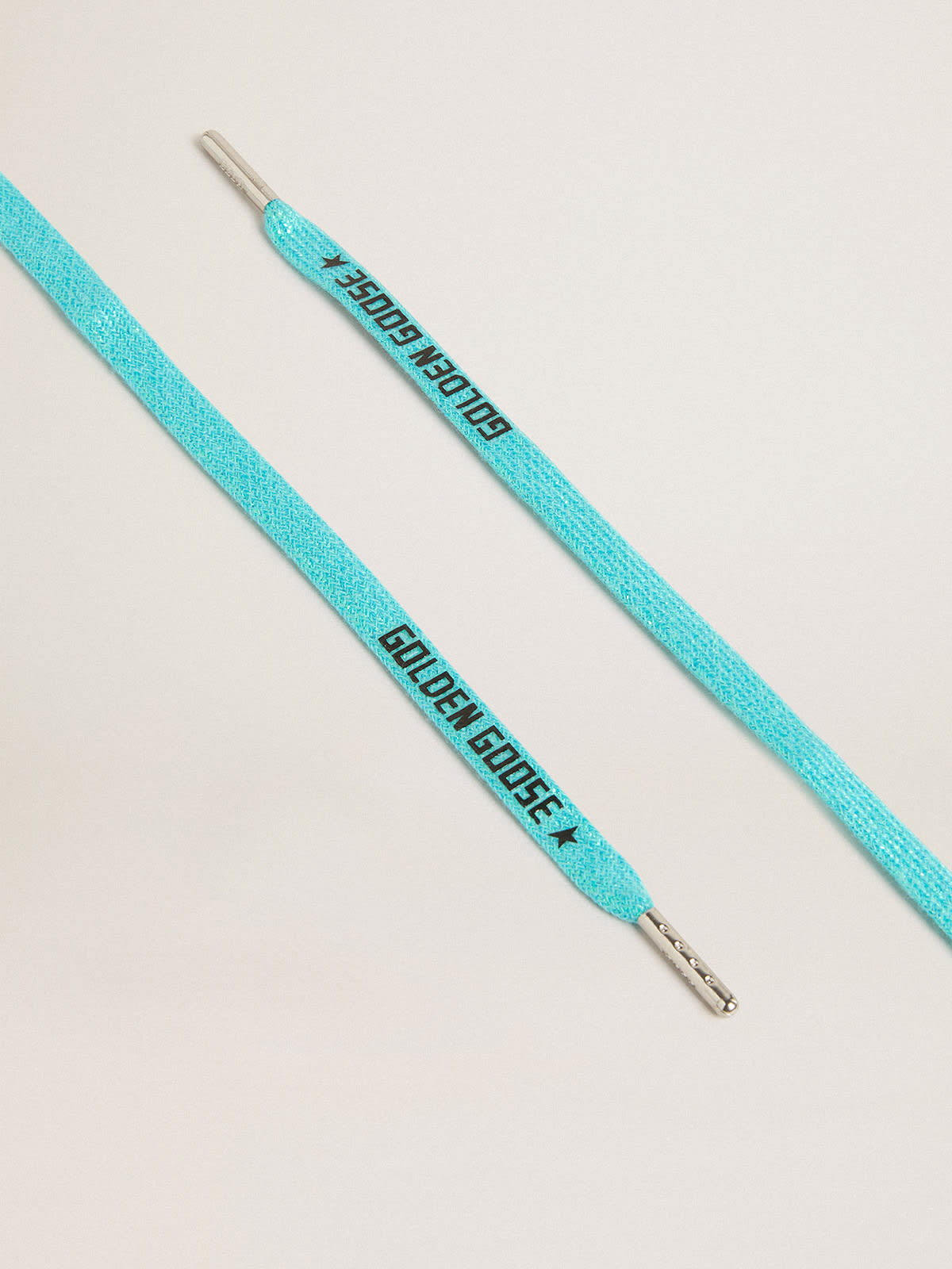Golden Goose - Light blue Lurex laces with contrasting black logo in 