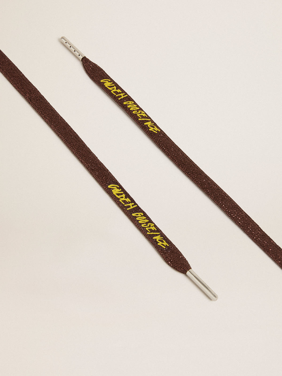 Burgundy glitter laces with contrasting yellow Golden Goose / VCE