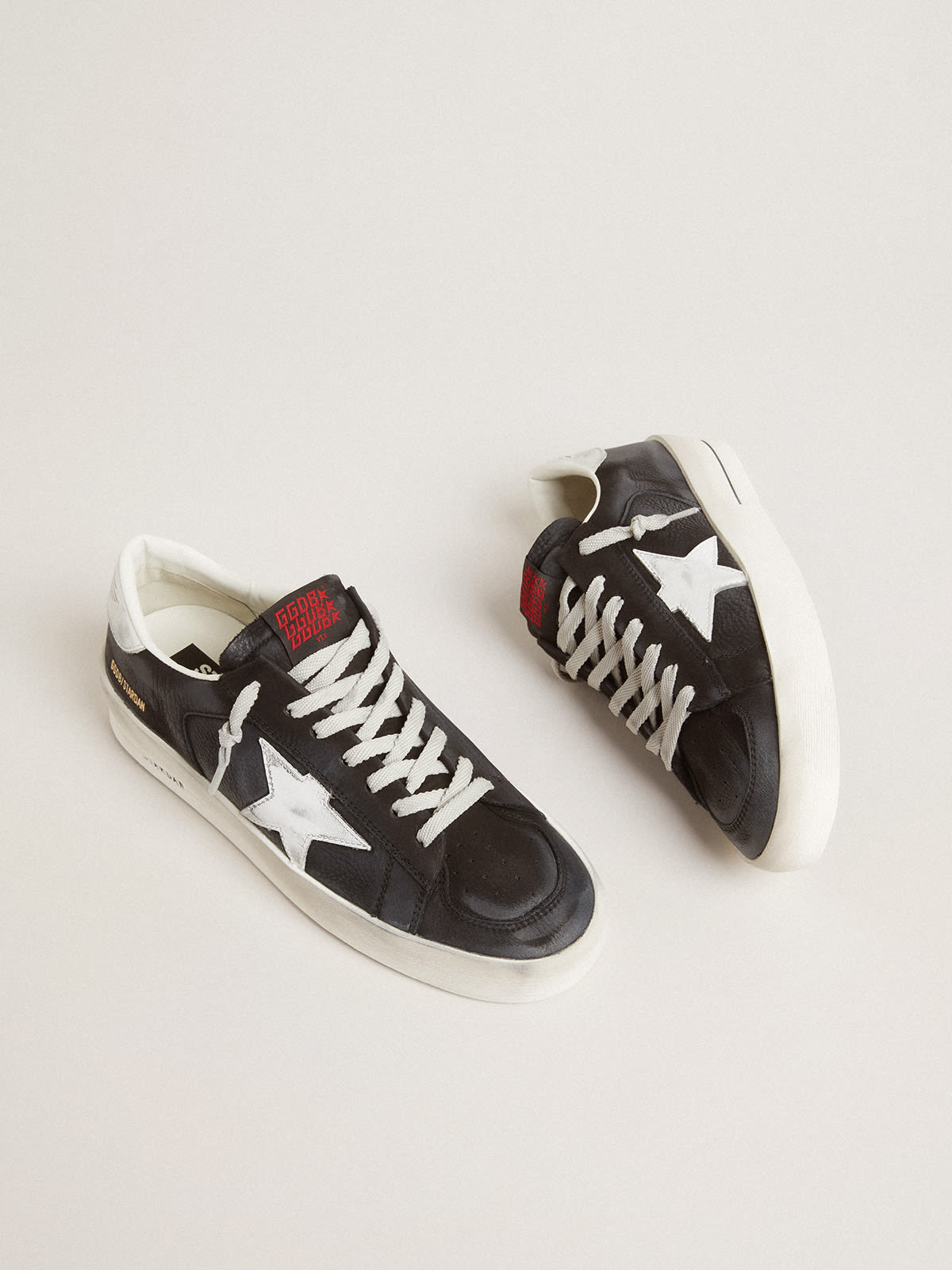 Stardan in black nubuck and mesh with gray leather star and heel tab |  Golden Goose