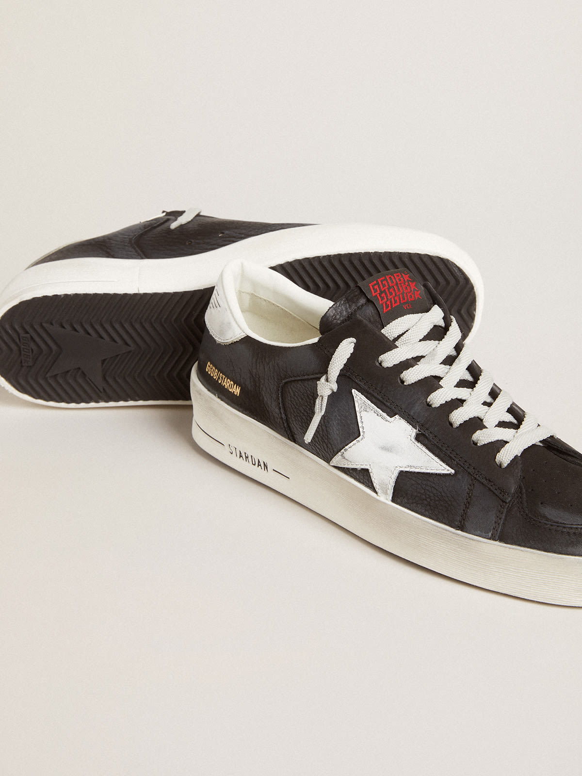 Golden Goose - Stardan in black nubuck and mesh with gray leather star and heel tab in 