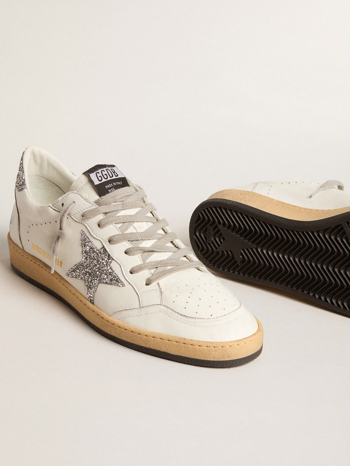 Golden Goose - Men’s Ball Star Wishes in nappa leather with glitter star and heel tab in 