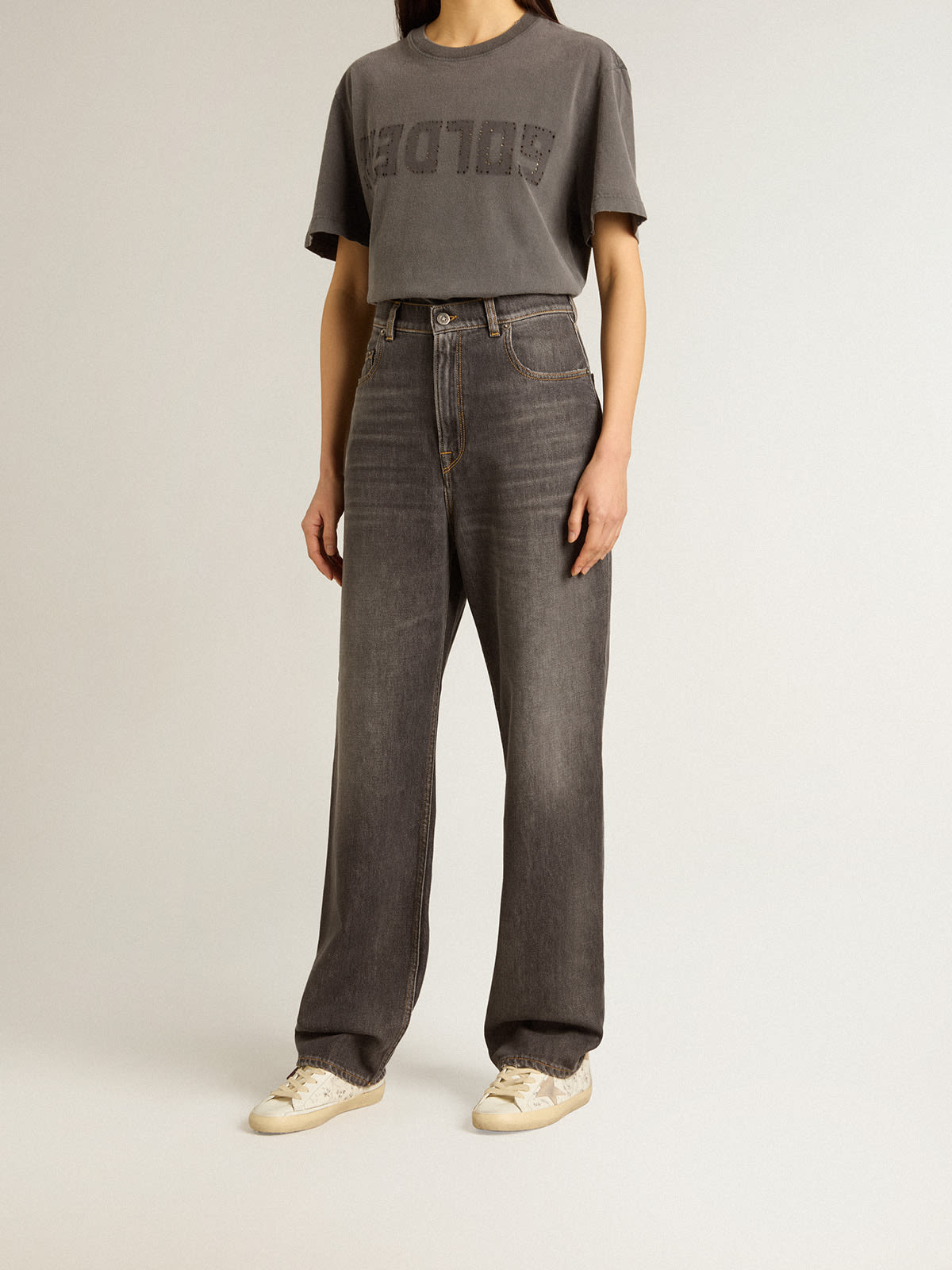 Golden velvet high-rise pants in brown - Golden Goose