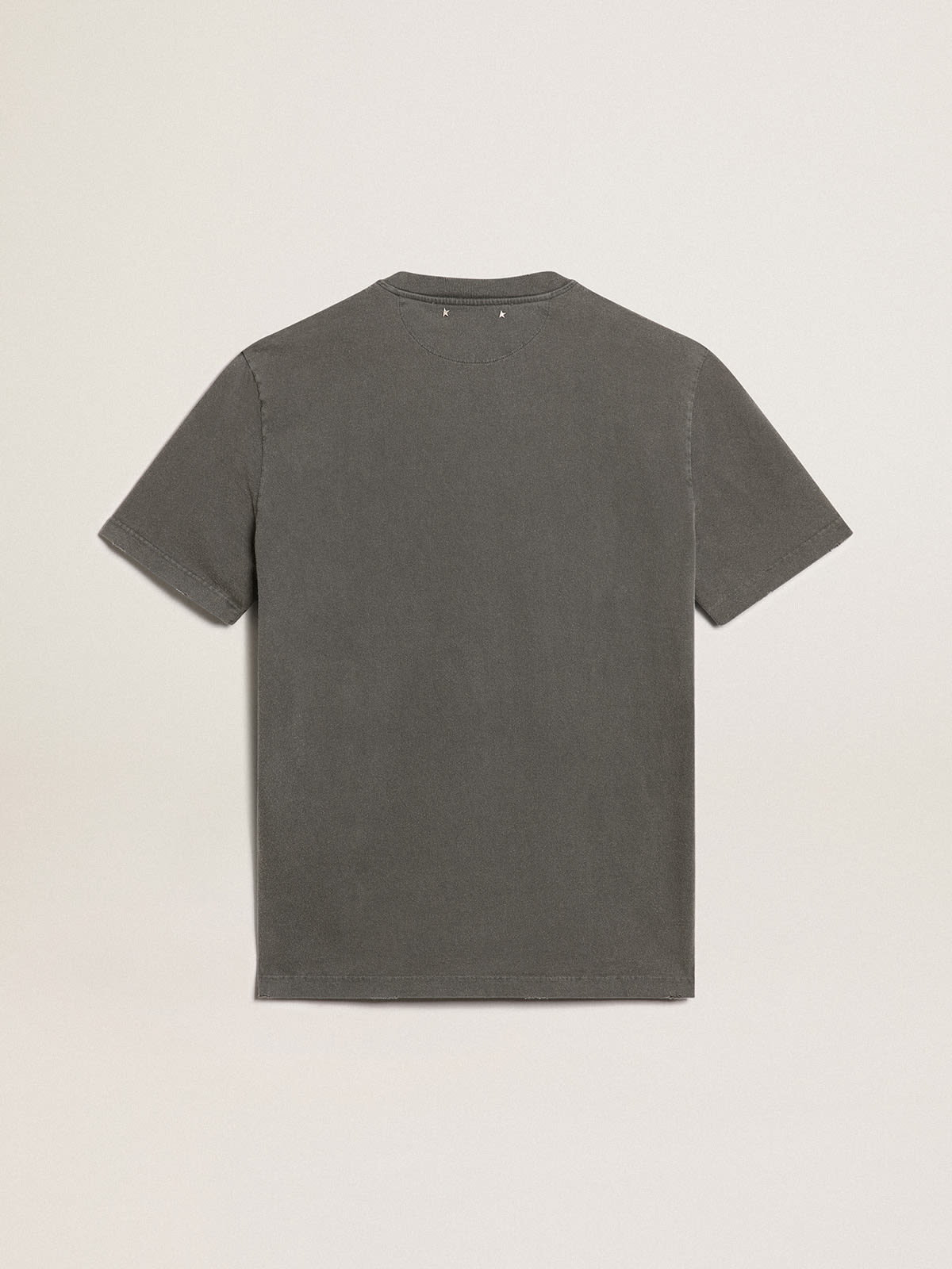 Golden Goose - Men's anthracite gray T-shirt with distressed treatment in 