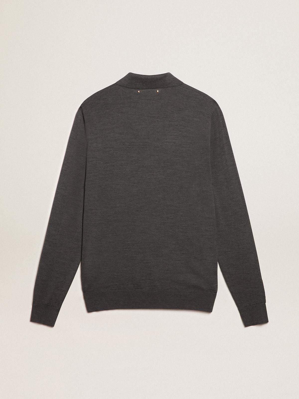 Golden Goose - Men’s long-sleeved polo shirt in gray merino wool in 
