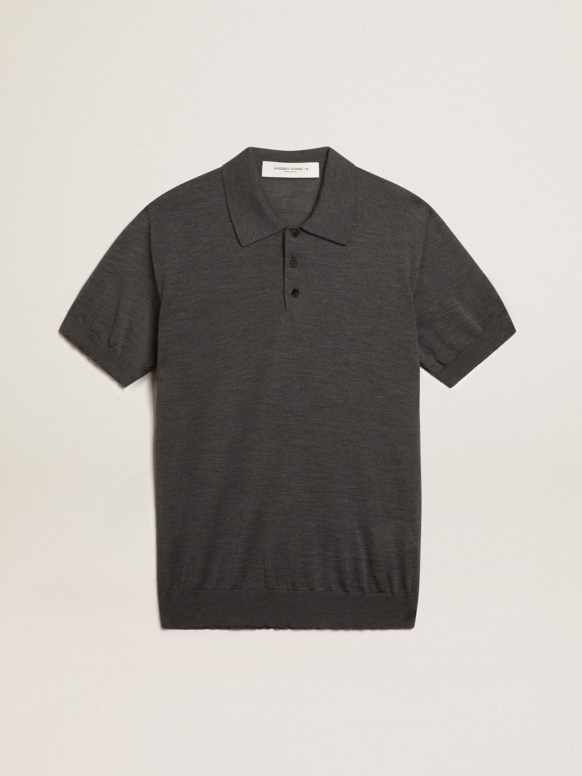 Golden Goose - Men’s short-sleeved polo shirt in gray merino wool in 