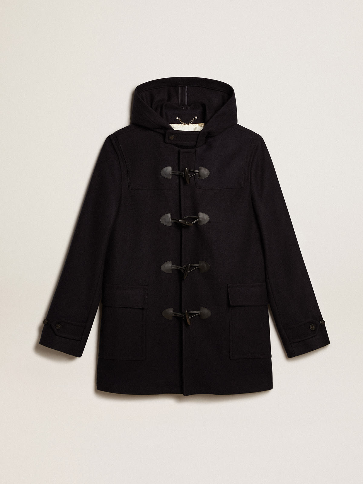 Golden Goose - Dark blue wool duffle coat with hood and toggle fastening in 