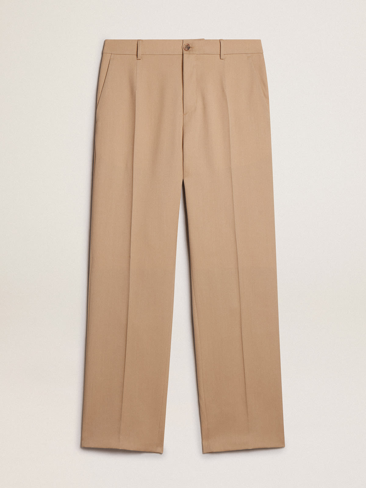 Golden Goose - Pantalon pour homme en gabardine de laine couleur sable in 