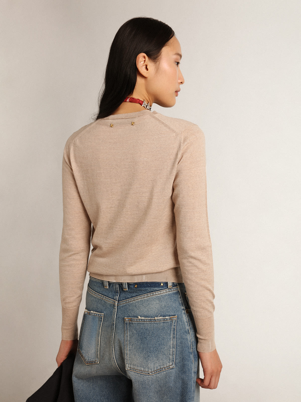 Crop Sweater, Wool, Warm Brown