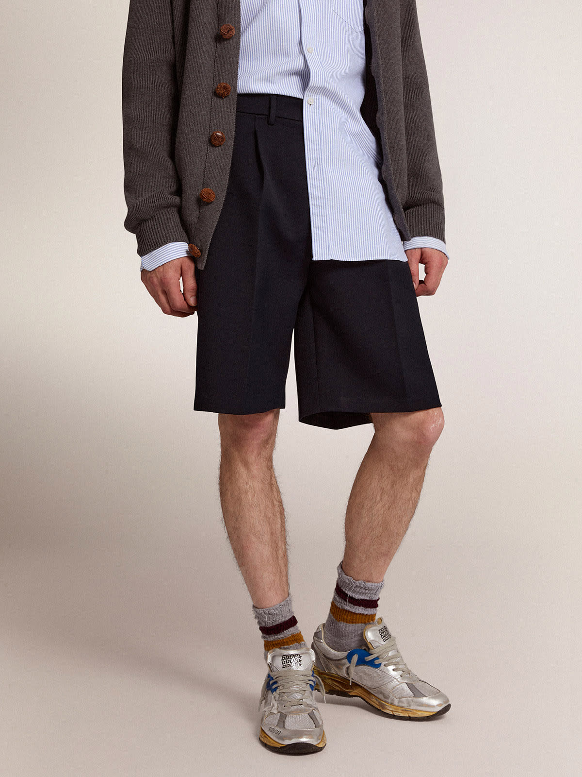 Golden Goose - Men's bermuda shorts in dark blue wool in 