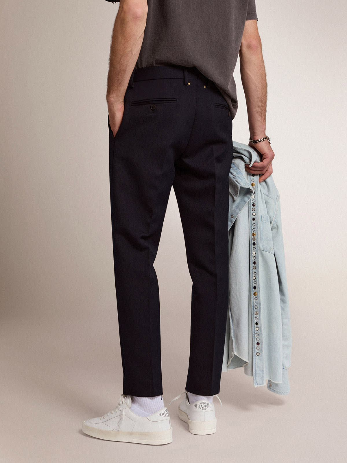 Golden Goose - Men's pants in dark blue wool in 