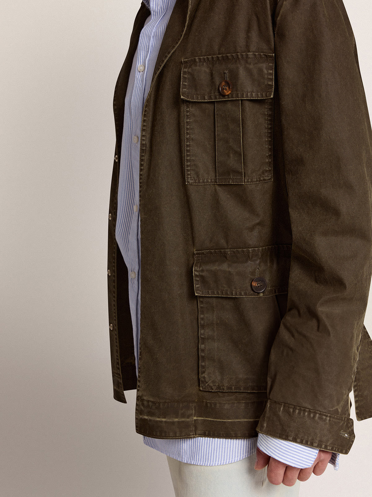 Men's canvas military outlet jacket