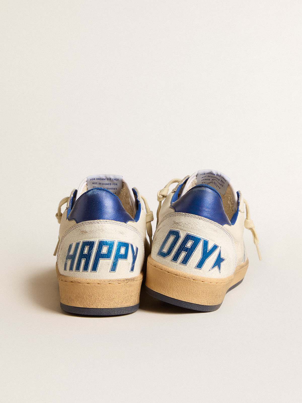 Golden Goose - Men's Ball Star Wishes in white nappa leather with a bright blue star and heel tab in 