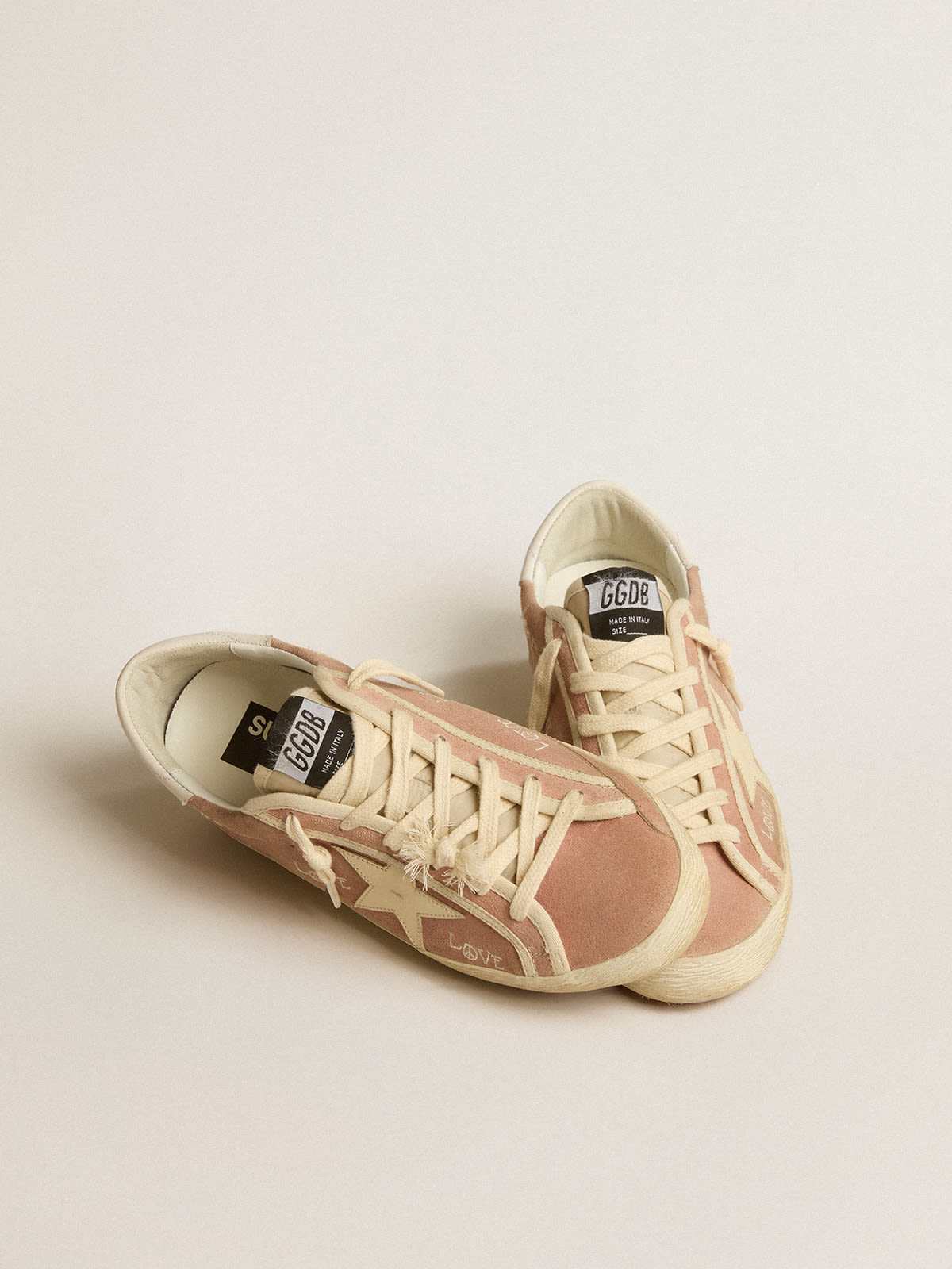 Super-Star in powder-pink suede with cream leather star | Golden Goose