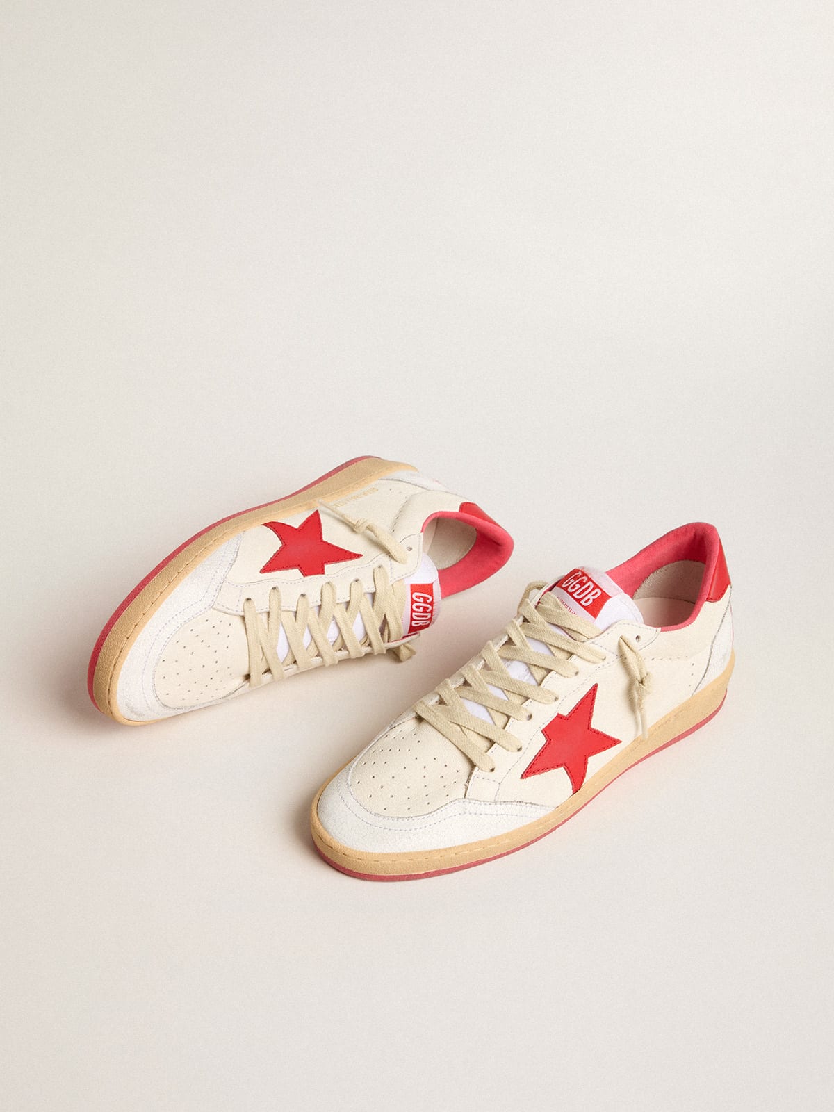 Golden Goose - Women’s Ball Star  Wishes in white leather with a red star and heel tab in 