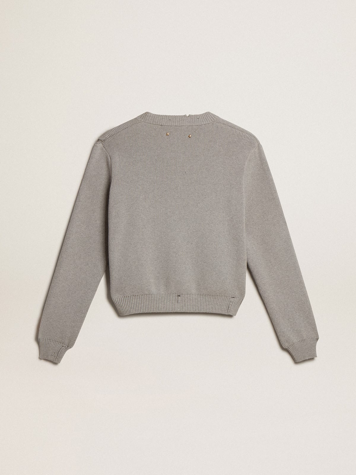 Golden Goose - Maglione da donna girocollo in cotone grigio in 