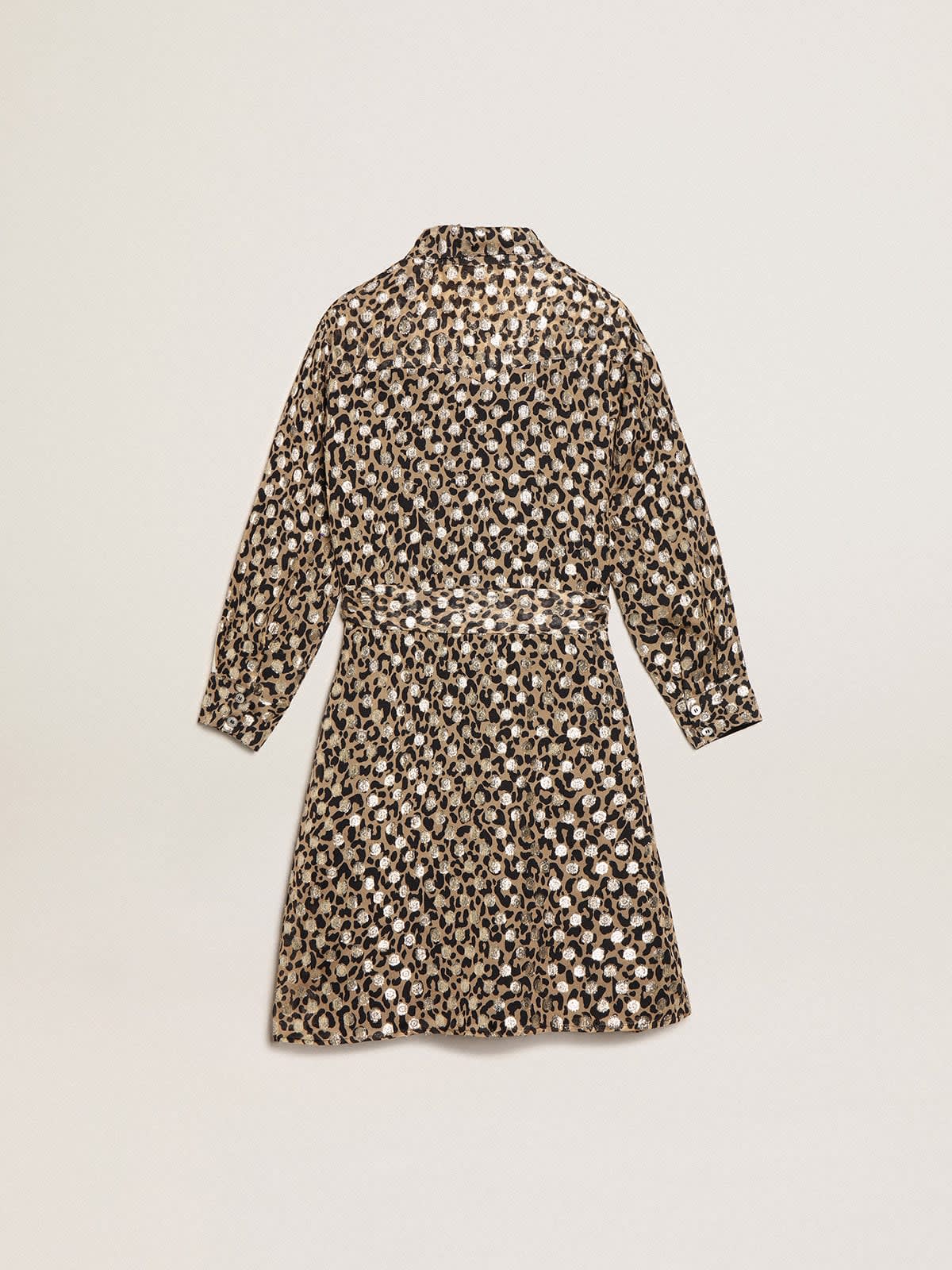 White leopard shop print shirt dress