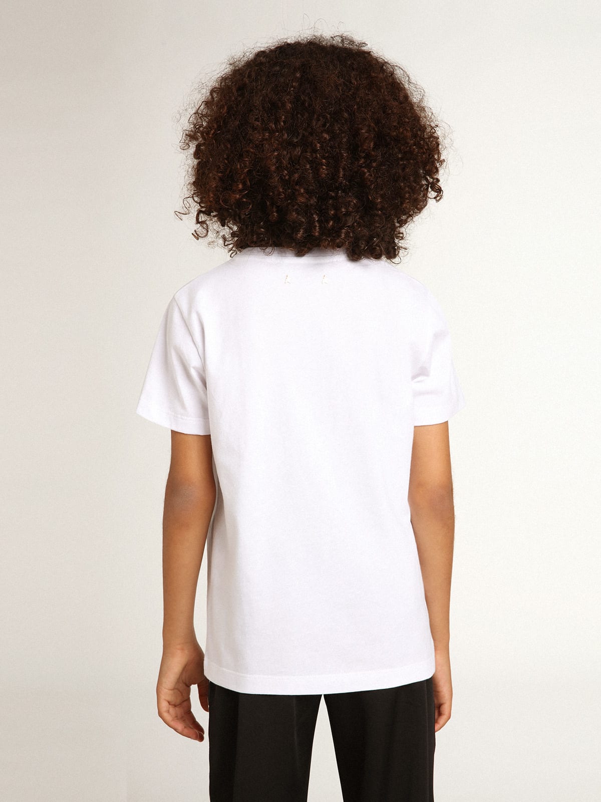 Golden Goose - Boys’ white T-shirt with printed red logo in the center in 