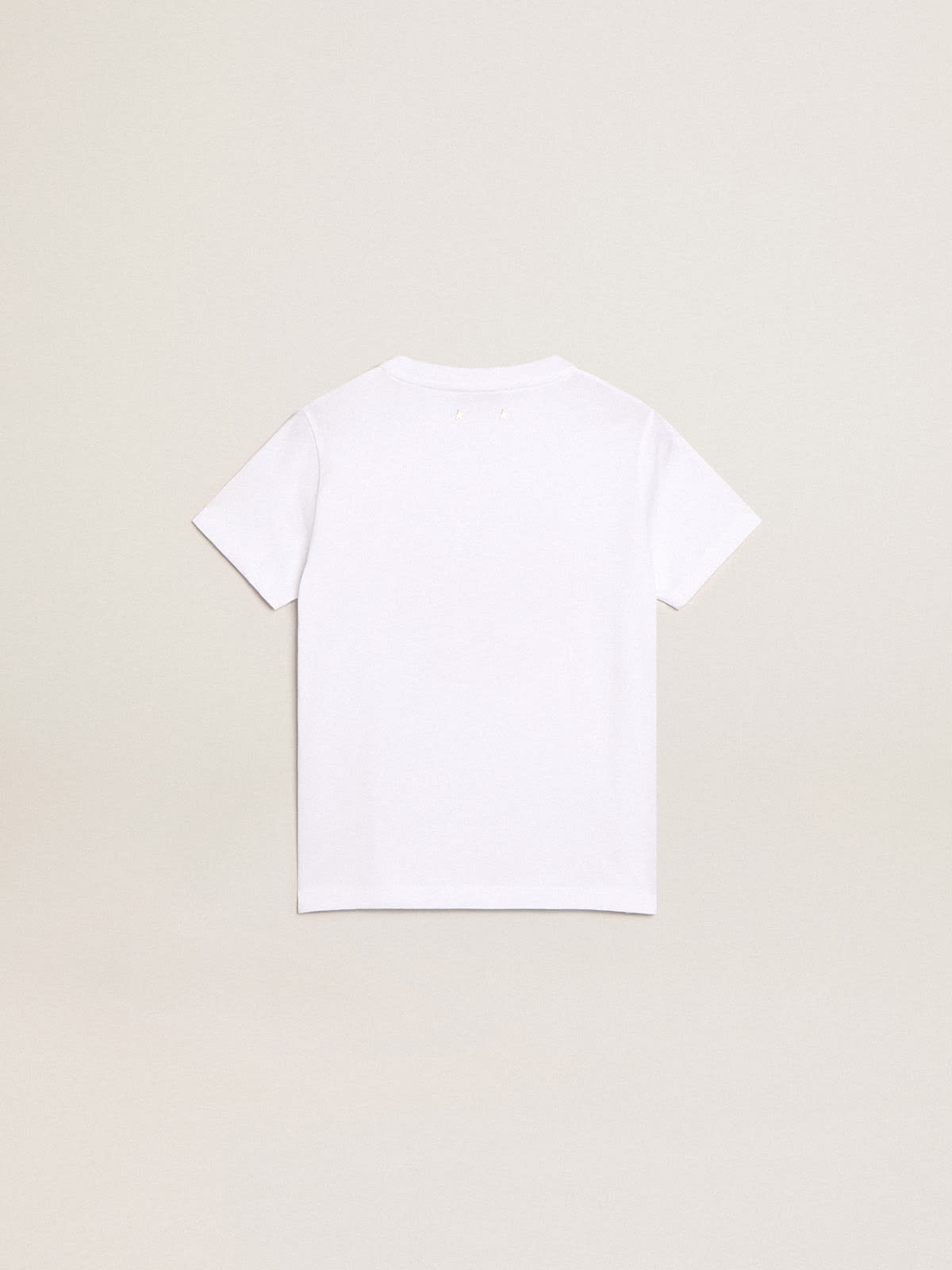 Golden Goose - Boys’ white T-shirt with printed red logo in the center in 