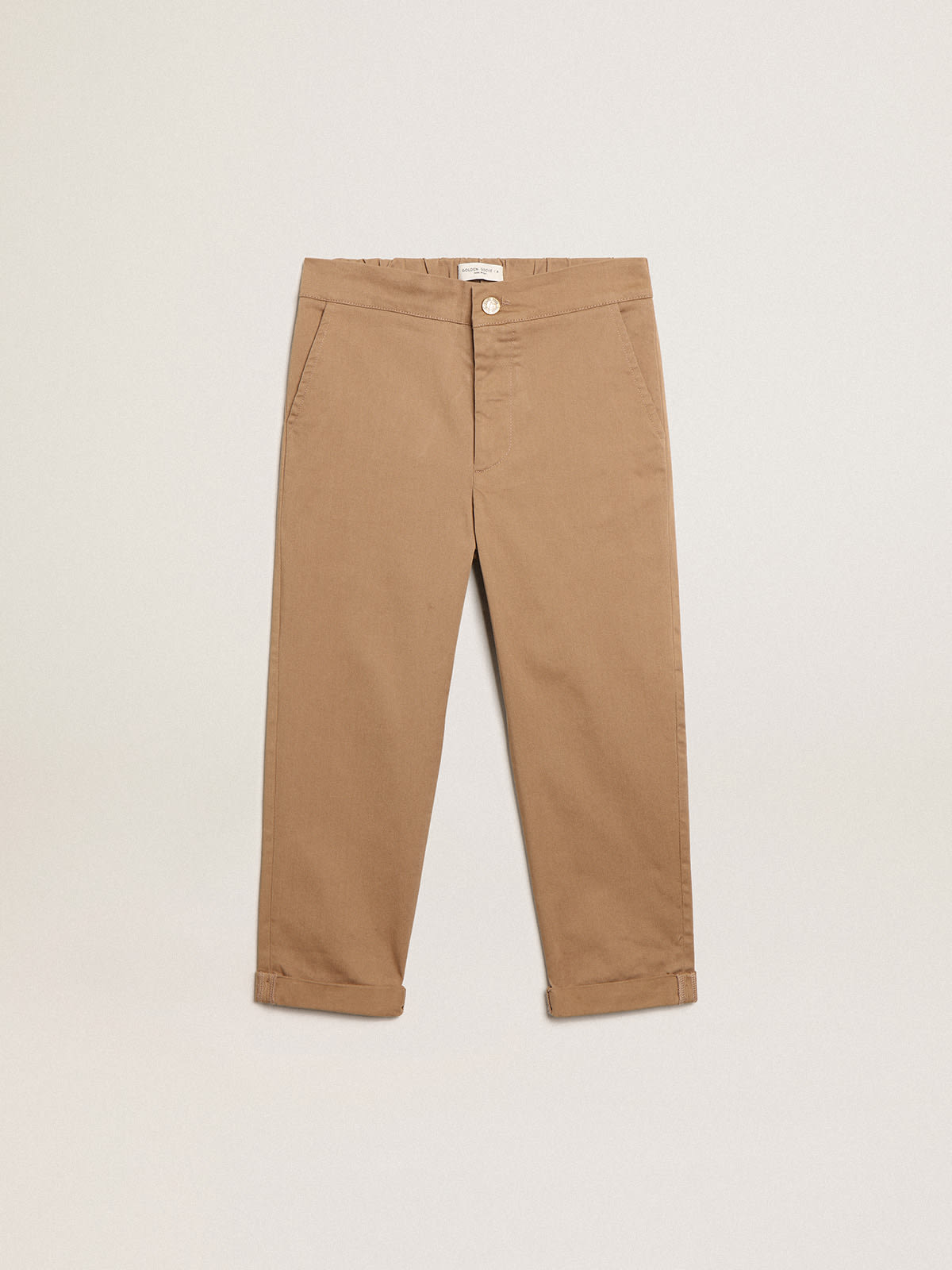 Boys' chinos in caramel cotton