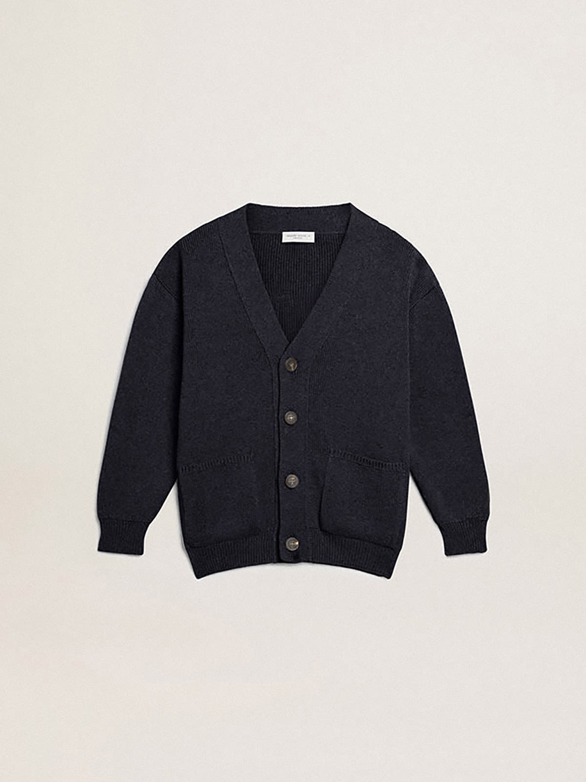 Dark blue cotton cardigan with logo on the back Golden Goose