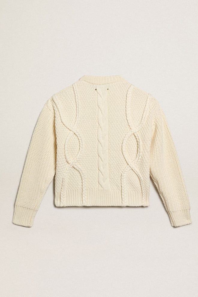 Golden Goose - Women's round-neck sweater in wool with braided motif in 