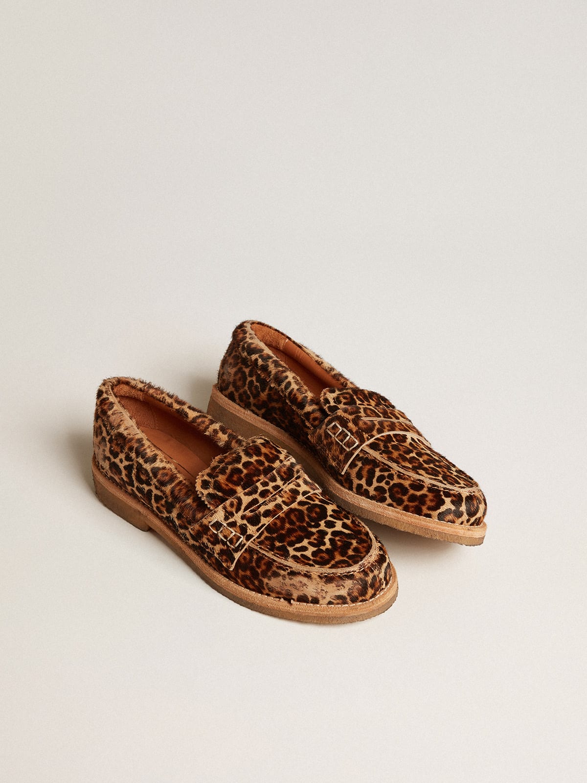 Golden Goose - Women's loafers in leopard print pony skin in 